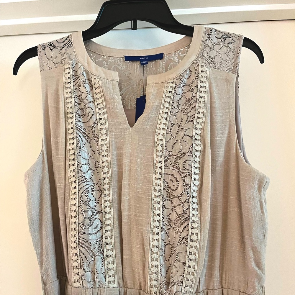 Apt. 9 Sand/Beige Crochet Lace Maxi Dress All New with Tags